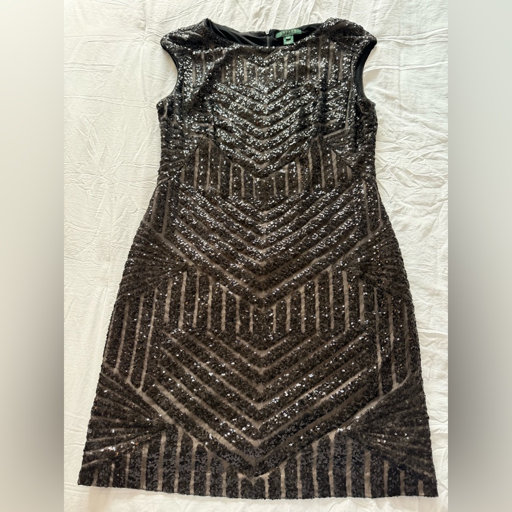 Ralph Lauren Sequin Black Evening Dress